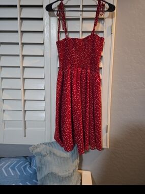 Red Polka Dot Smocked Sundress
